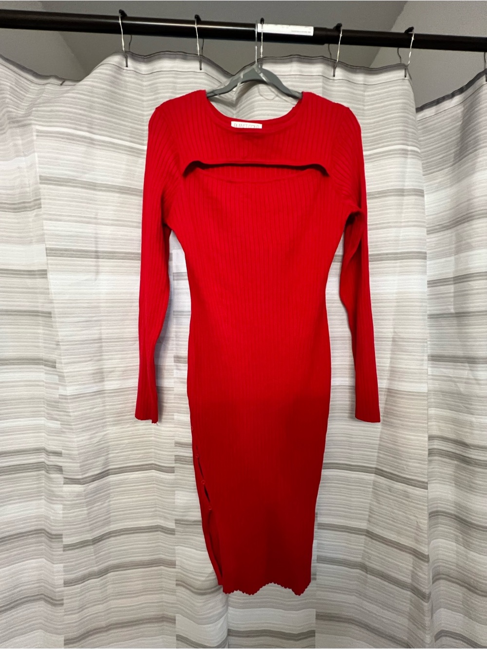 Planet Gold Red Ribbed Knit Cutout Midi Dress (NWOT)